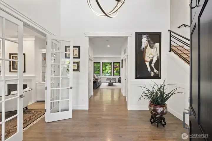 Gorgeous site-finished hardwood floors extend throughout the main level.