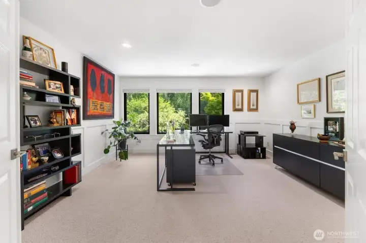 Executive style work from home office upstairs. This is one of two offices in this home.