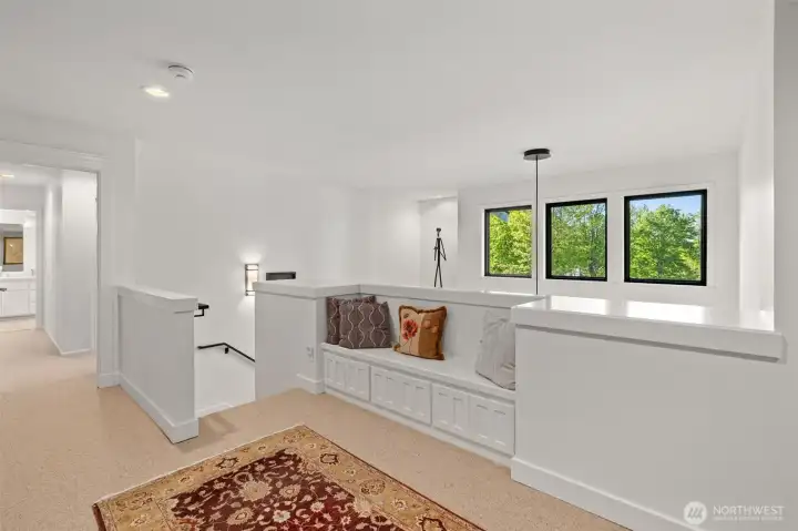 Stairway and entire upper level have brand new all-natural wool berber carpet.