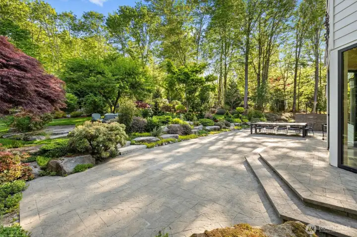 French drain system has been installed all around patios and driveway.