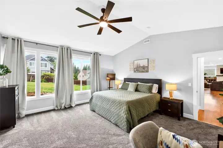 Bright and open, this master suite offers privacy from the rest of the home. Bright and open, this master suite offers privacy from the rest of the home.