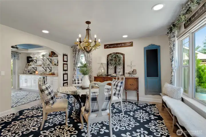 Large windows, generous proportions, and an open connection to the home's main living areas create a dining space that's equally suited for everyday meals and holiday celebrations.