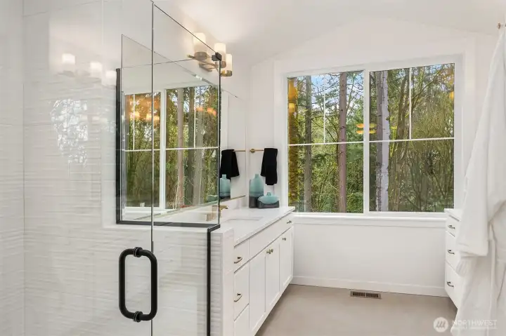 Primary bath with spa-like finishes