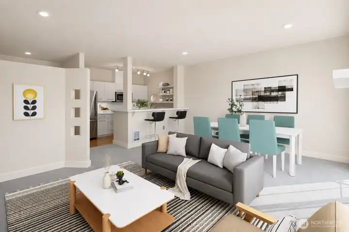 Living room to kitchen Living room to kitchen