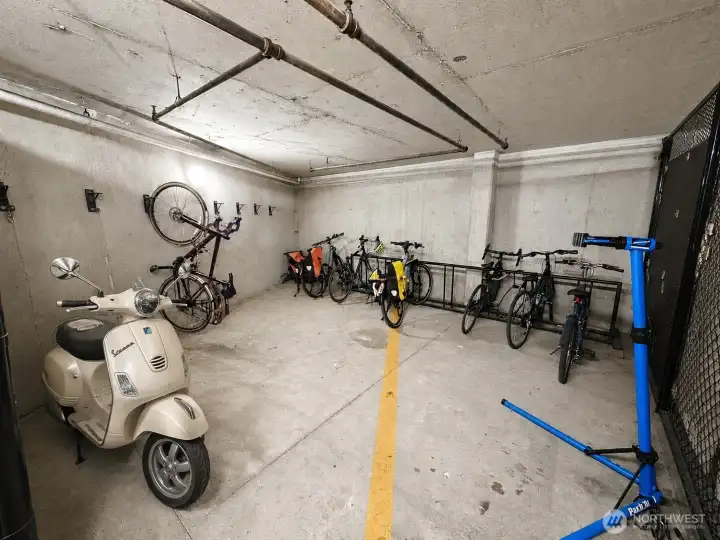 Secure bike room in garage, level 3 Secure bike room in garage, level 3
