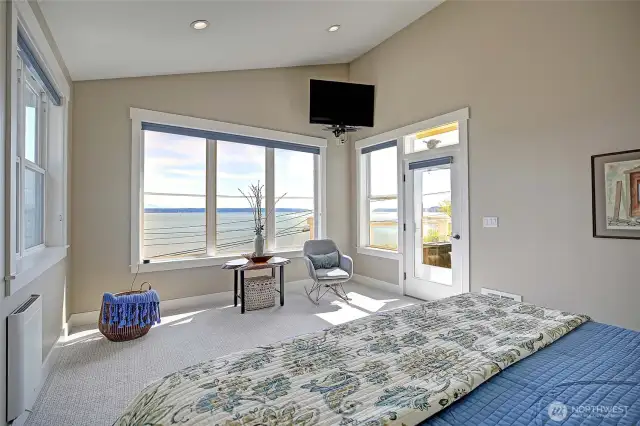 The main floor Primary bedroom with amazing views!