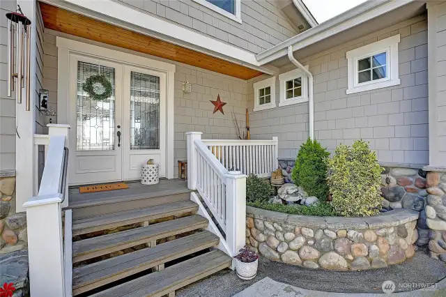 Main house entry with water feature