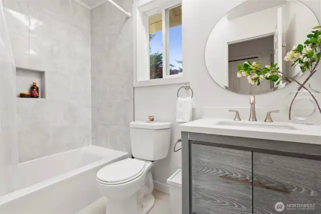 common bathroom, recent renovated, with skylight