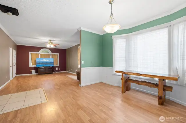 Living room leads into dining room