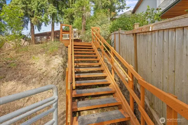 Stairs and hillside kept up by the county