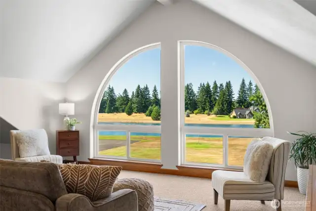Stunning views of the lake in the bonus room.