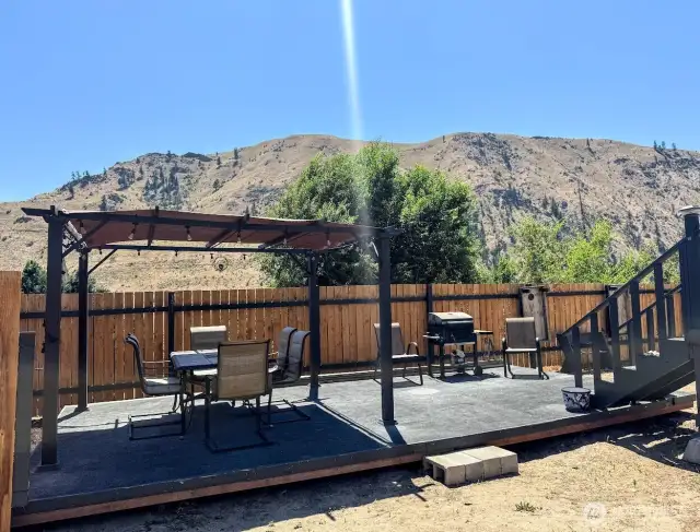 pool deck with covered seating