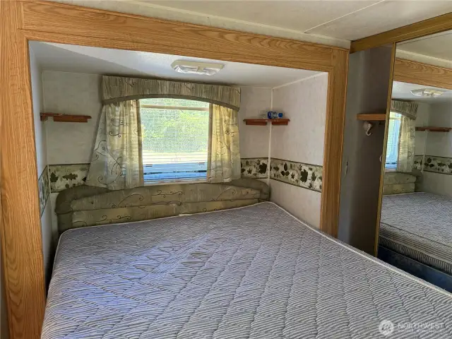 Queen size bed and large closet.