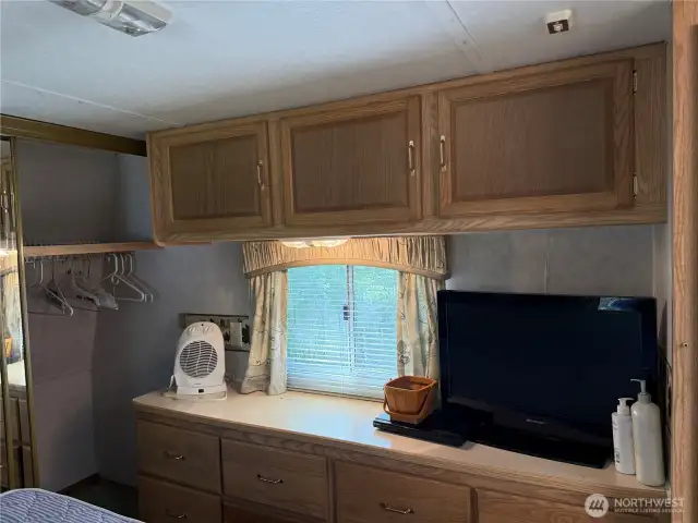 Dresser and lots of storage.