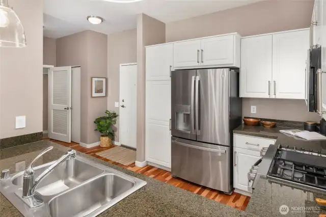 Top floor condo is open and bright.
