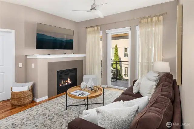 Gas fireplace in the living room.