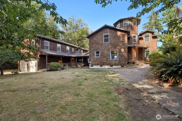 Exterior: Main house on the right, ADU on the left