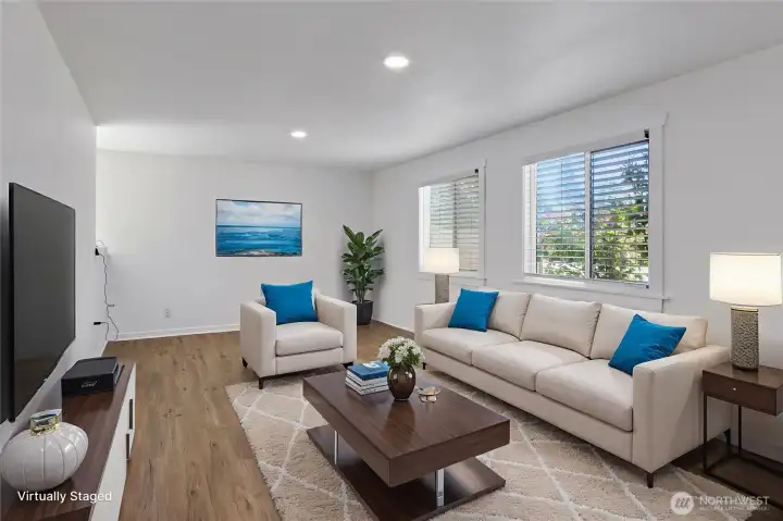 Virtually staged living room.