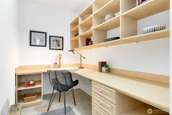 Just inside the front door is this great office space- perfect for working from home!