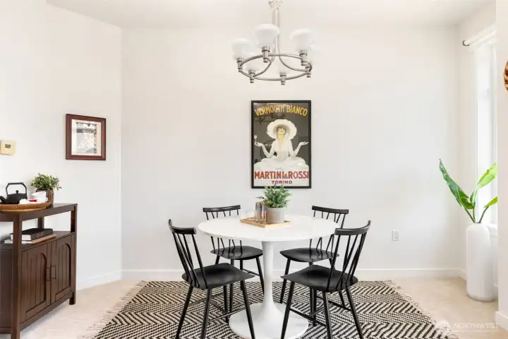 Plenty of space here, for a larger table and a buffet or hutch.