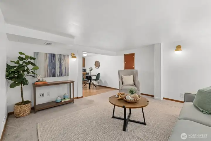 Living space in the downstairs area.