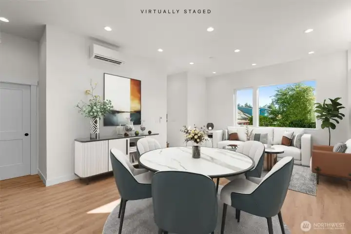 Light-filled ADU dining + living area.