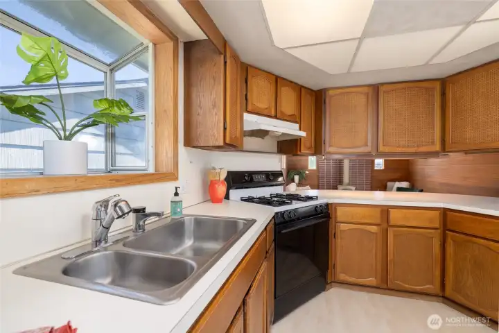 Kitchen with window box.