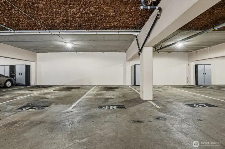 Unit also features secure parking garage with designated parking spot.