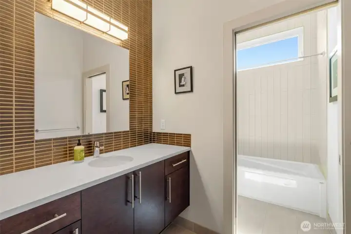 Full bath on the upper (main) level.