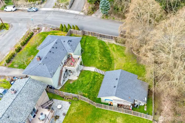 A 13,000+ sq ft lot with separate detached 2-car garage/shop.