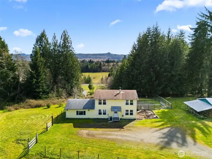 On the left, the attached garage was converted to a large rec room.