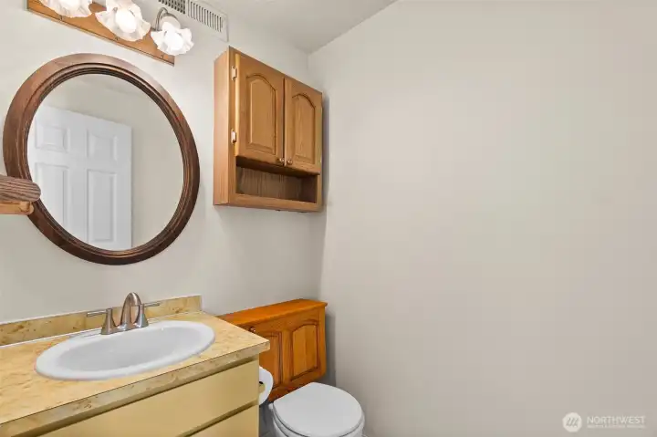 1/2 bathroom on the main level.