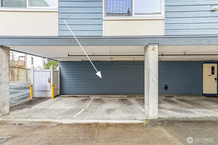 Covered parking spot #33 in the back of the building