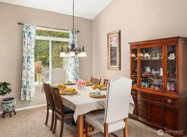 Great room flows into the dining room