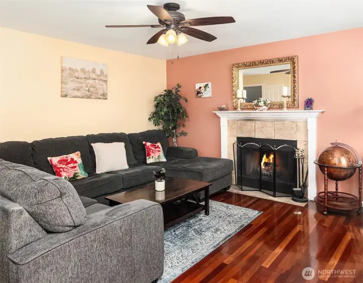 Warm & inviting, the family room sits off the kitchen
