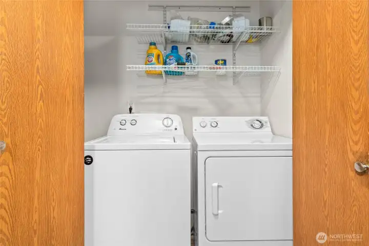 Full-sized washer and dryer.