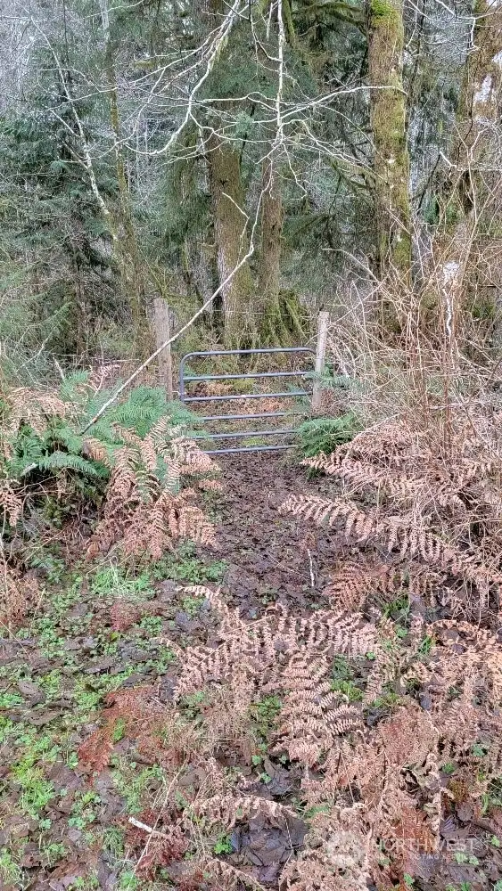 Gate that is heading out into the back woods, bring your boots to cross the seasonal pond