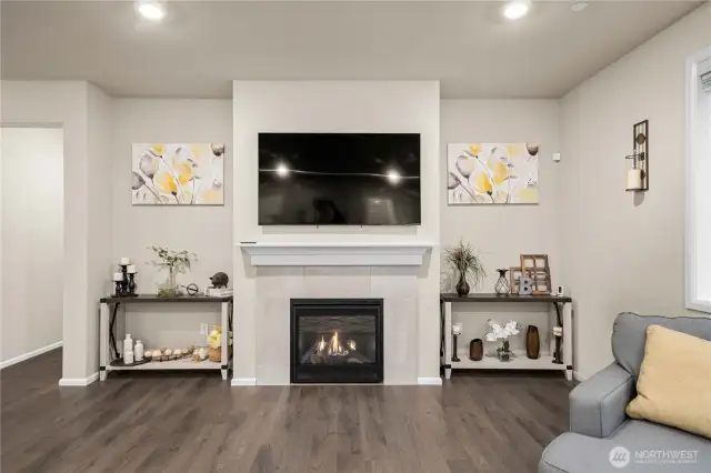 Cozy gas fireplace.