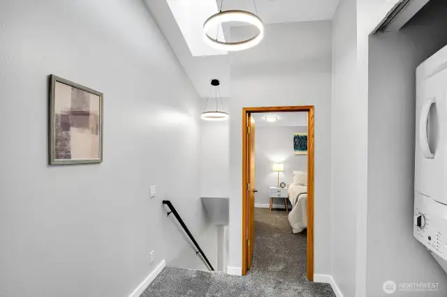 Skylights bringing natural light to the upper level.
