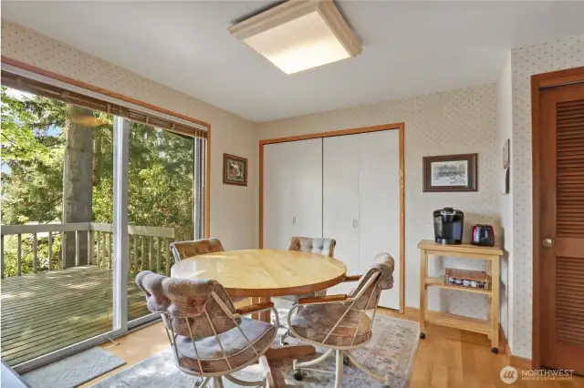 Kitchen eating space with view