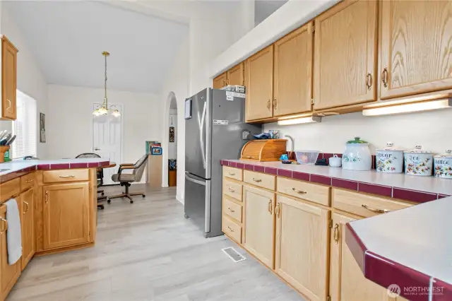 The laminate flooring is easy to clean and makes the home feel light and bright.