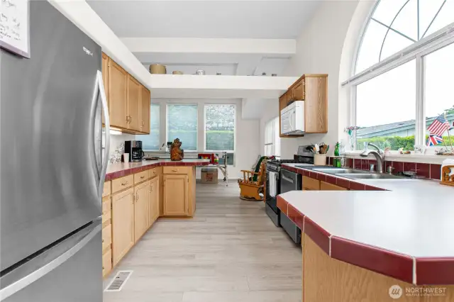 Another view of the kitchen looking into what would be a great room.