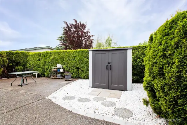 The easy care backyard is a wonderful private place to relax.