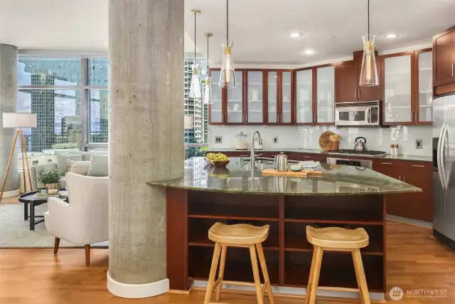 Sit at the breakfast bar and enjoy your coffee