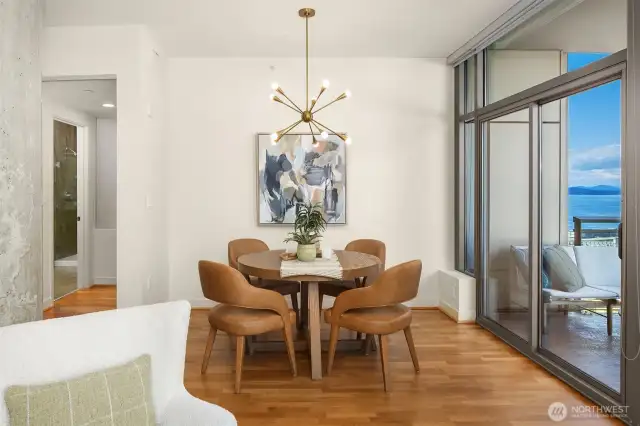 Lovely dining area opens to the deck
