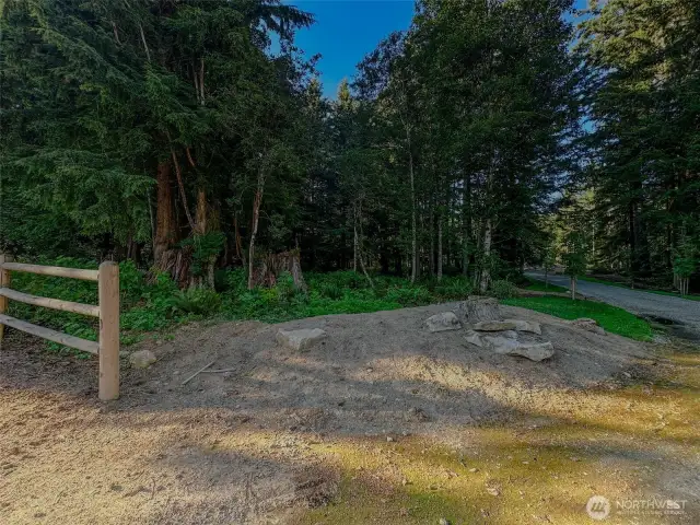 Front of lot from Berger Road showing private drive.