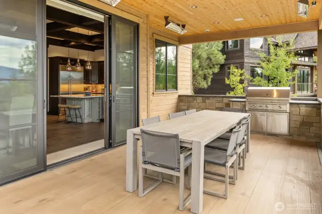 Outdoor covered space with BBQ and Dining Area