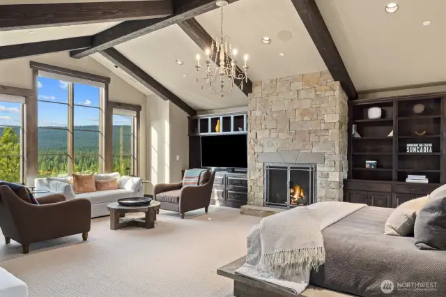 Upstairs Primary Bedroom with Fireplace