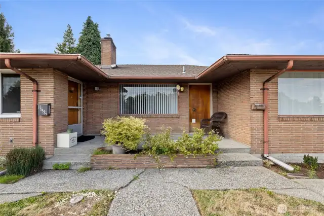 Front doors, shared patio