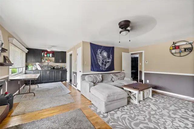 Living room, beds through door way on right